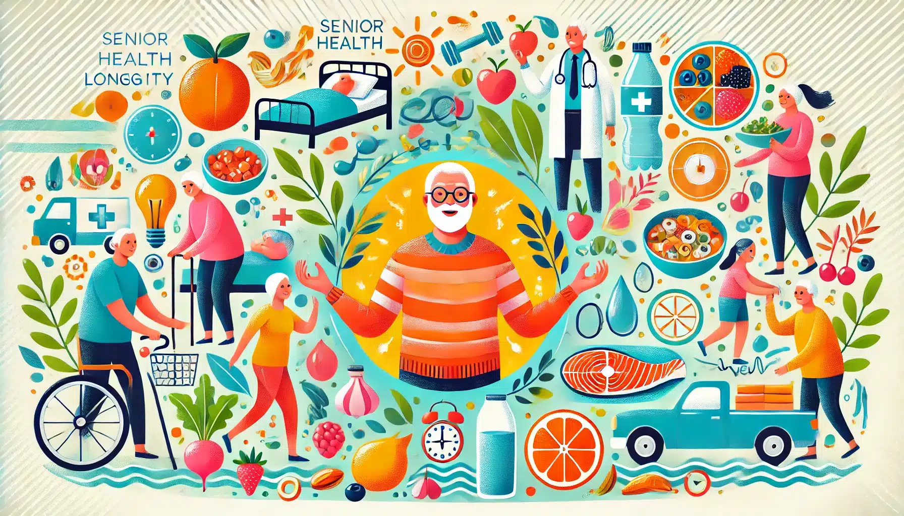 des seniors en train de cuisiner des repas sains, de faire des exercices légers