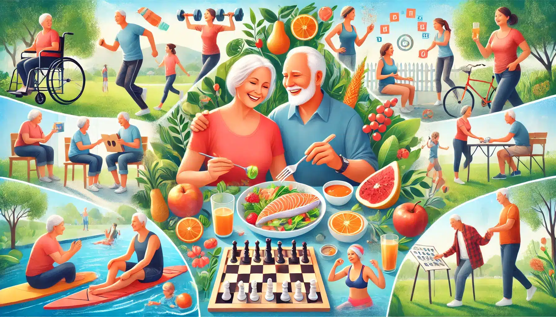 seniors engagés dans diverses activités bénéfiques pour leur santé et leur bien être